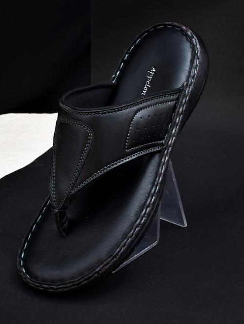 black synthetic & mesh toe separator slippers - 20008662 -  Standard Image - 0