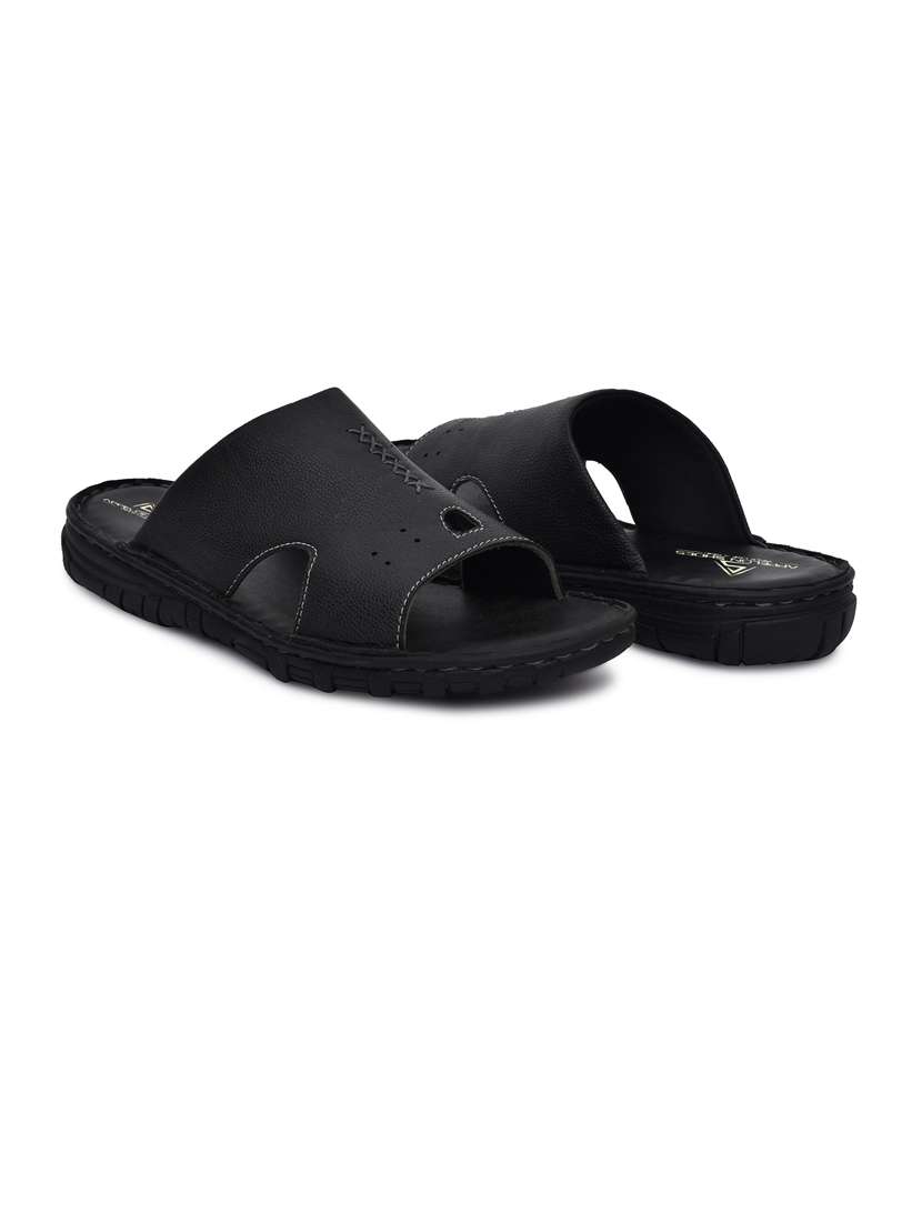 black synthetic slip on sandals - 20008692 -  Standard Image - 1