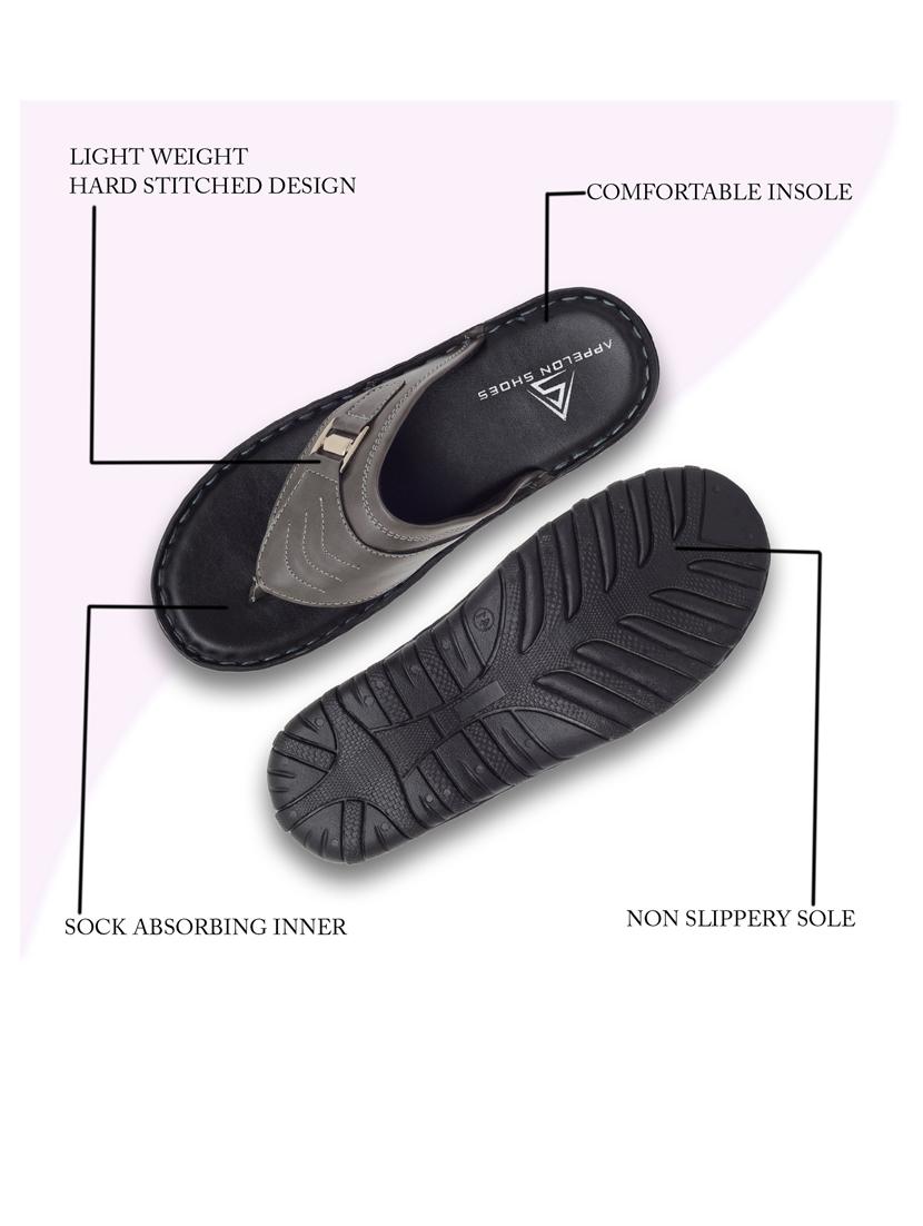 grey pu toe separator slippers - 20008696 - Standard Image - 4