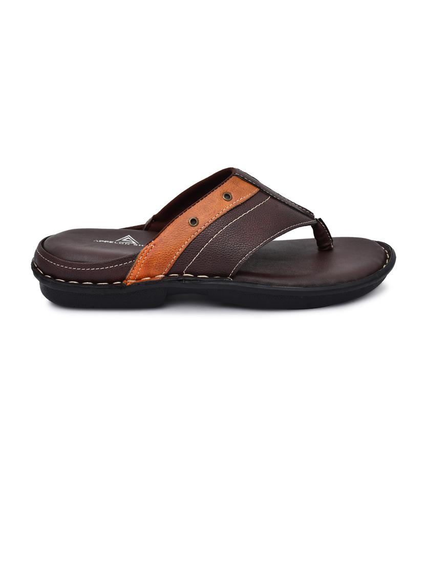 brown pu toe separator slippers - 20008699 -  Standard Image - 1