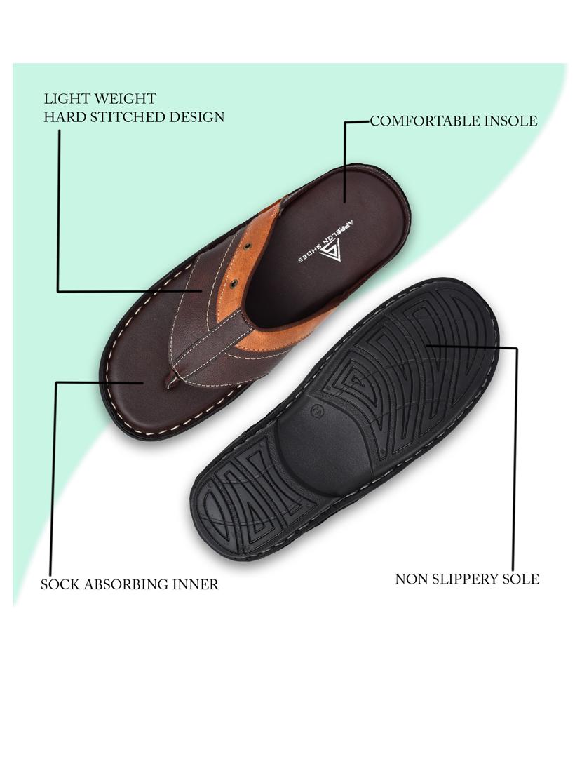 brown pu toe separator slippers - 20008699 - Standard Image - 4