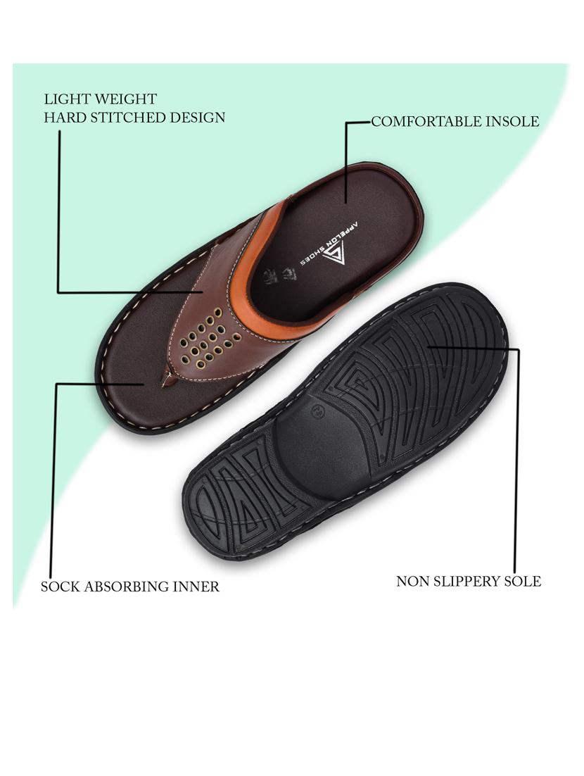 brown pu toe separator slippers - 20008700 - Standard Image - 4