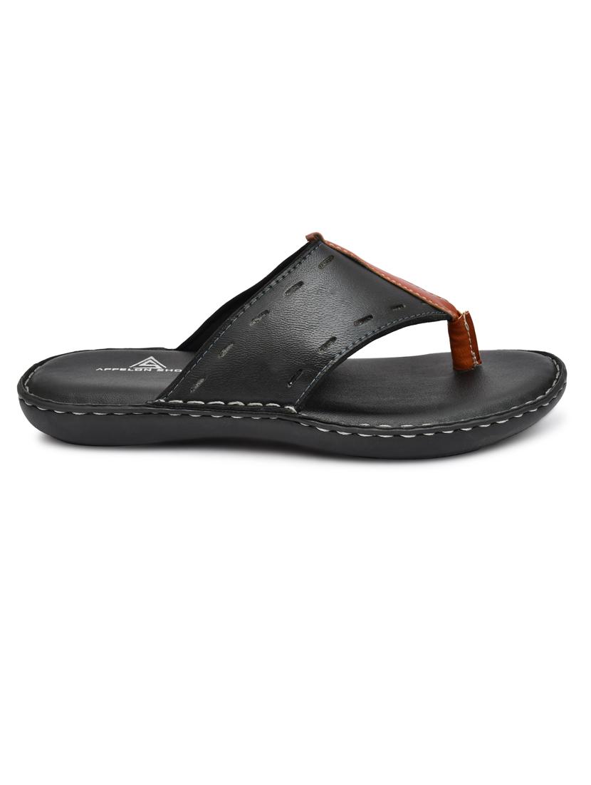 black pu toe separator slippers - 20008716 -  Standard Image - 1