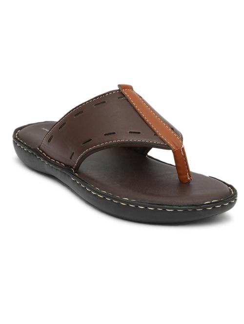 brown pu toe separator slippers - 20008717 -  Standard Image - 0