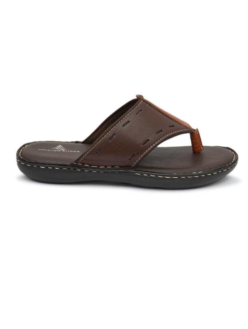 brown pu toe separator slippers - 20008717 -  Standard Image - 1