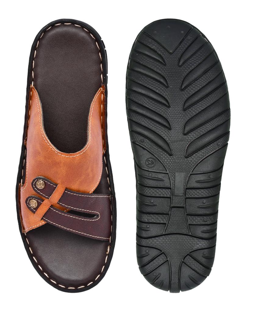tan synthetic slip on sandals - 20008747 - Standard Image - 4