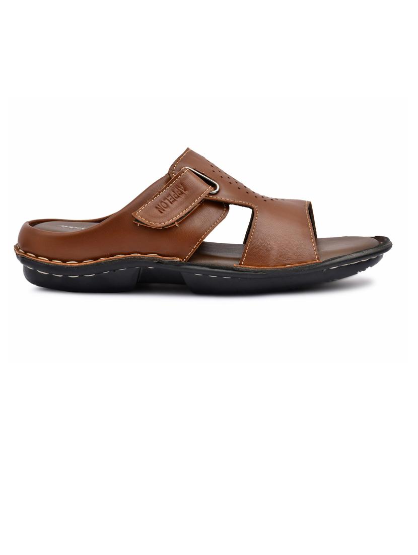 tan synthetic slip on sandals - 20008787 - Standard Image - 1