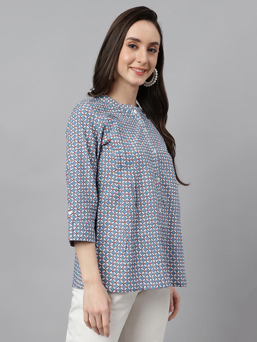 women's a line henley neck top - 20008963 - Standard Image - 1