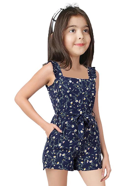blue floral print sleeveless playsuit - 20009425 - Standard Image - 1