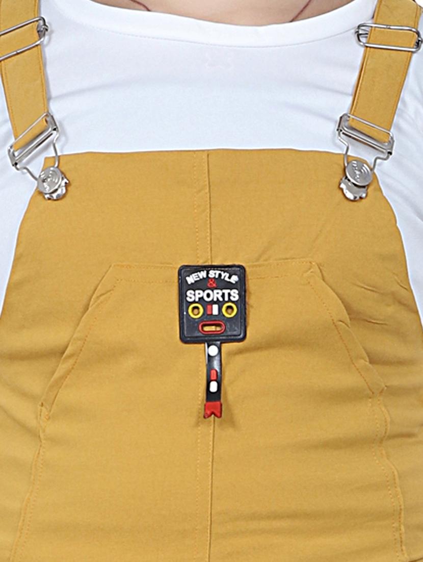 yellow solid adjustable shoulder straps dungaree - 20009432 - Standard Image - 4