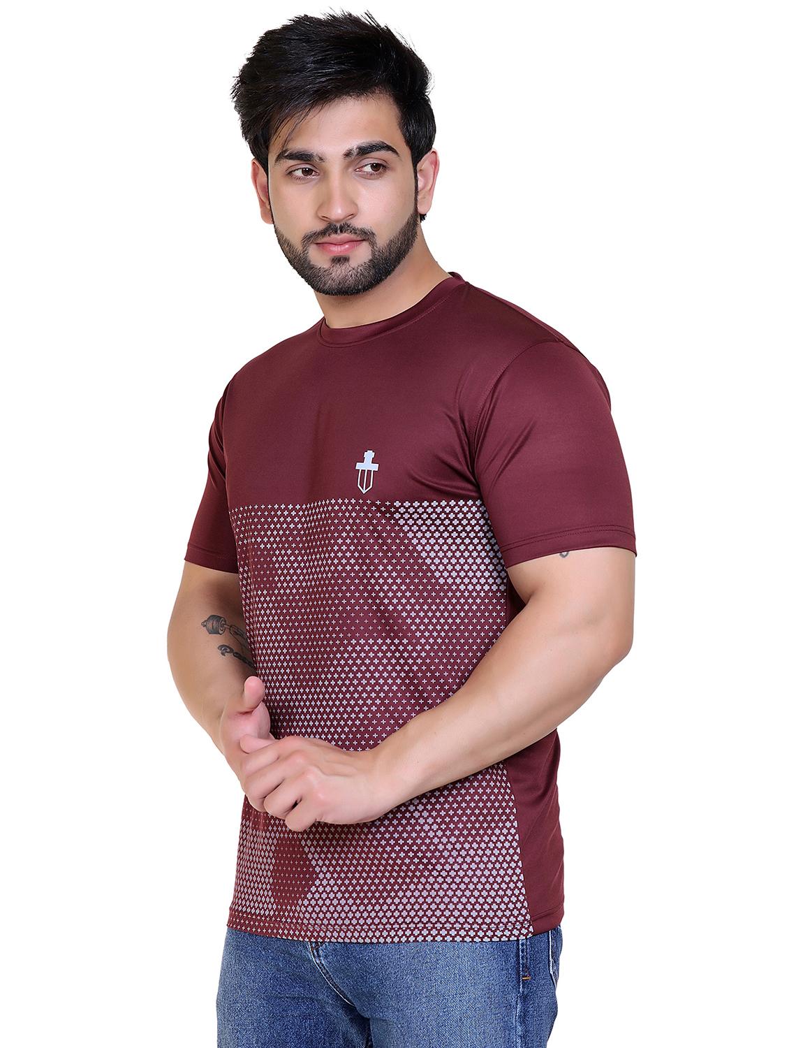 men maroon printed round neck t-shirt - 20009487 - Standard Image - 1