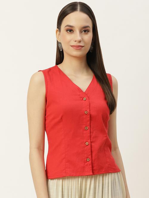 v-neck solid stitched blouse  - 20009517 -  Standard Image - 0