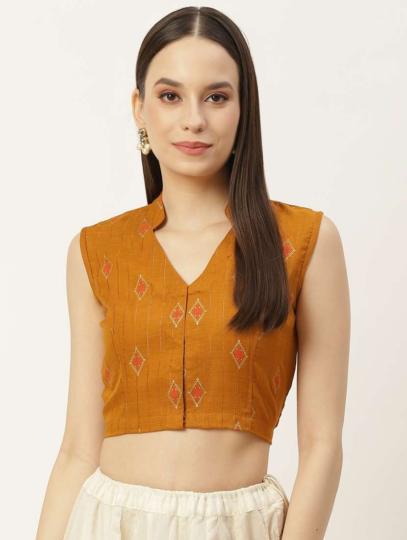 women mustard v-neck blouse