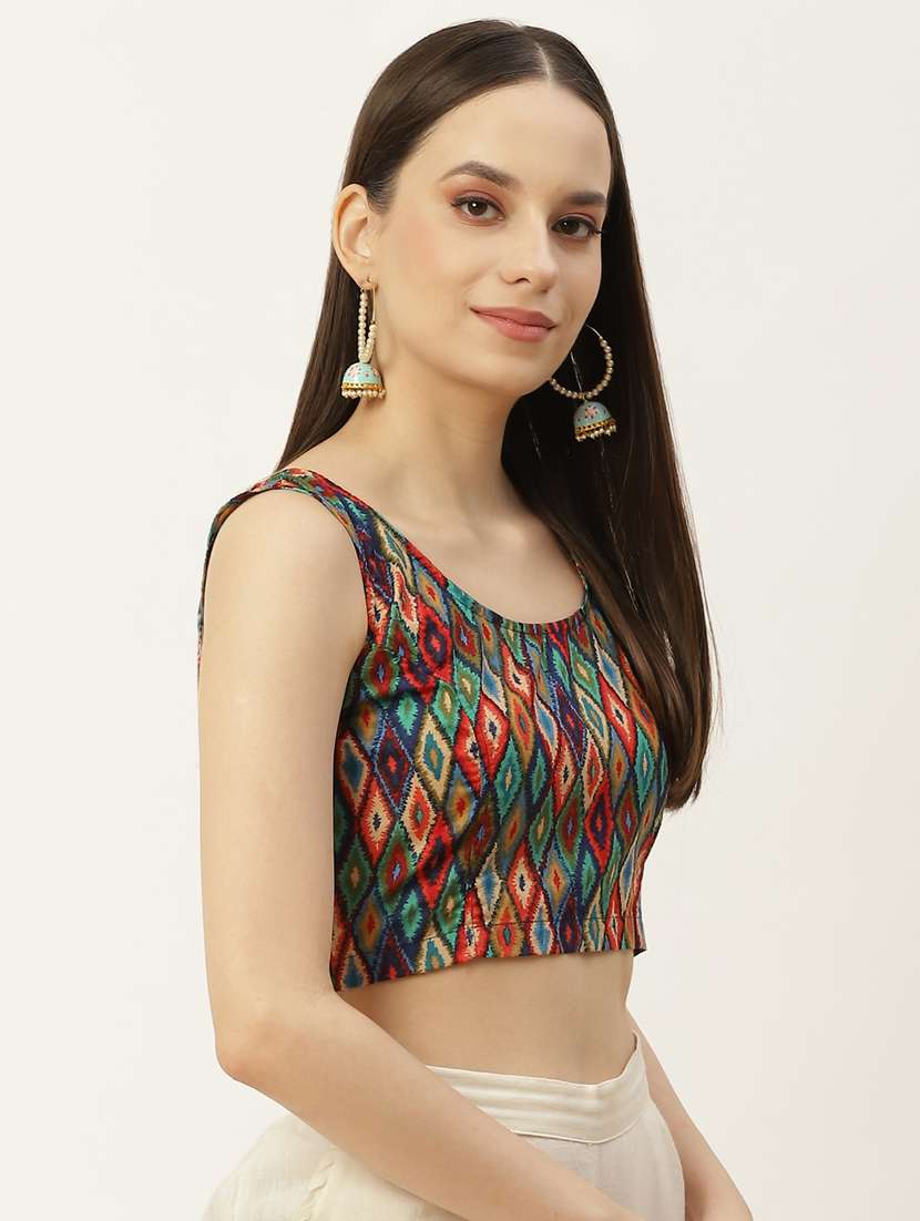 women multi color round neck blouse - 20009537 -  Standard Image - 1