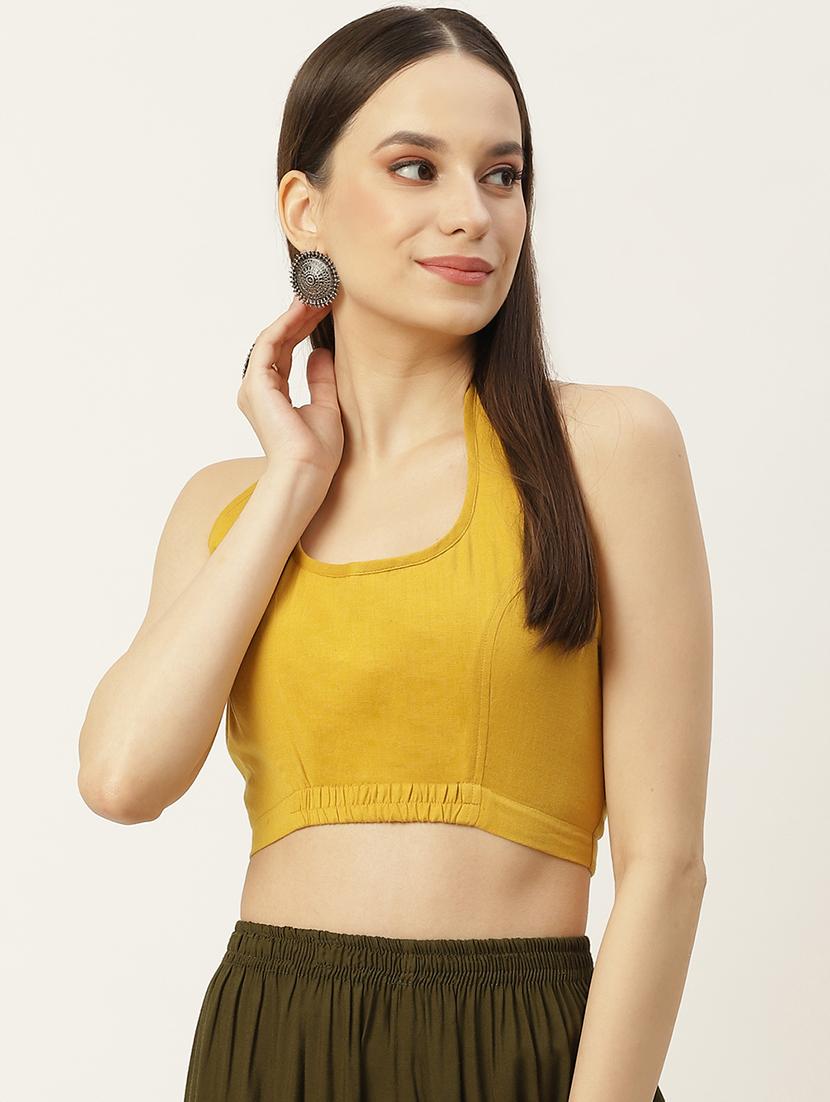 women gold halter neck blouse - 20009551 -  Zoom Image - 0
