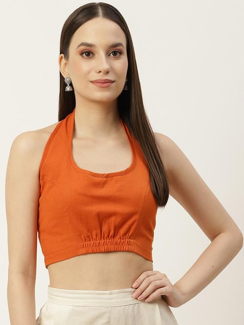 women orange halter neck blouse - 20009554 -  Standard Image - 0