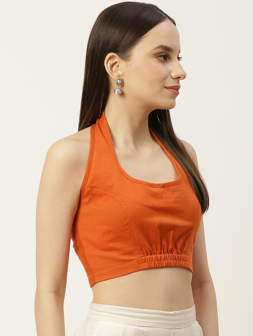 women orange halter neck blouse - 20009554 -  Standard Image - 1