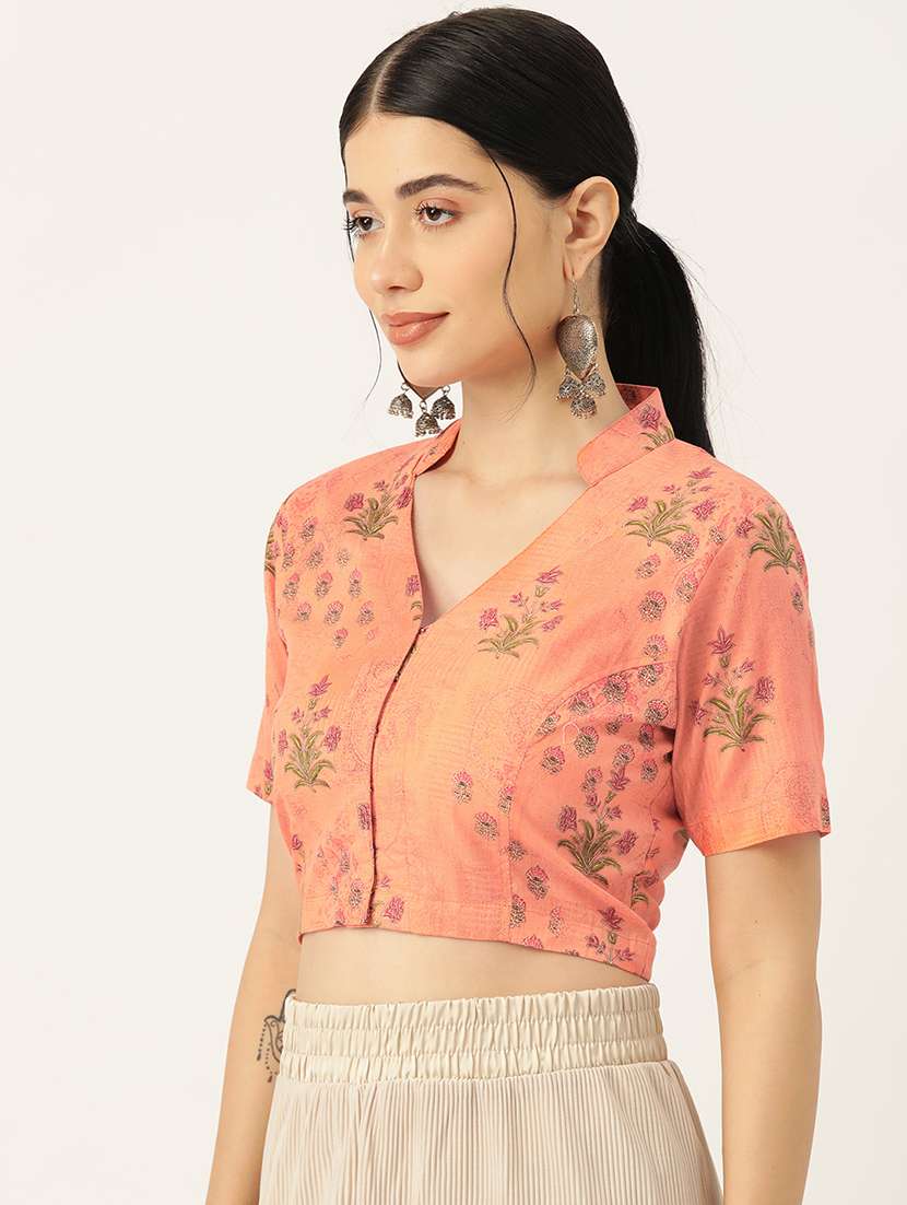 women peach v-neck blouse - 20009625 -  Standard Image - 1