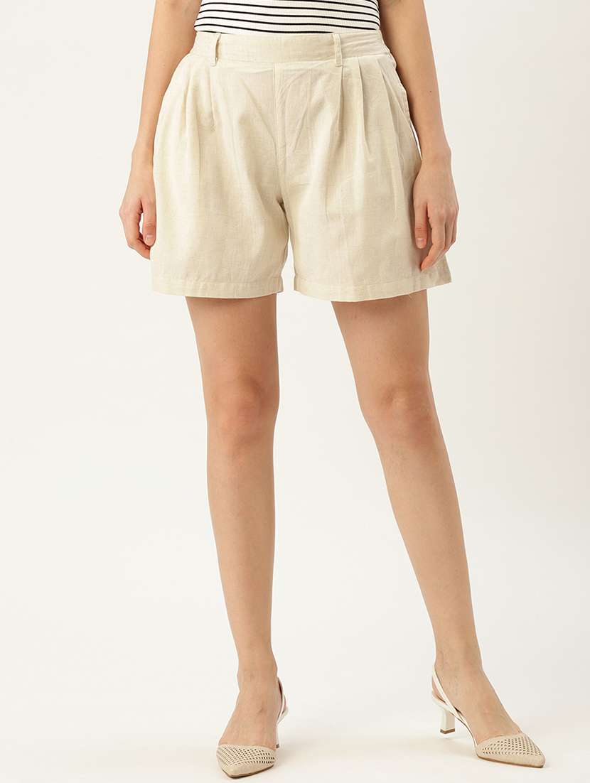 optic white cotton tailored short