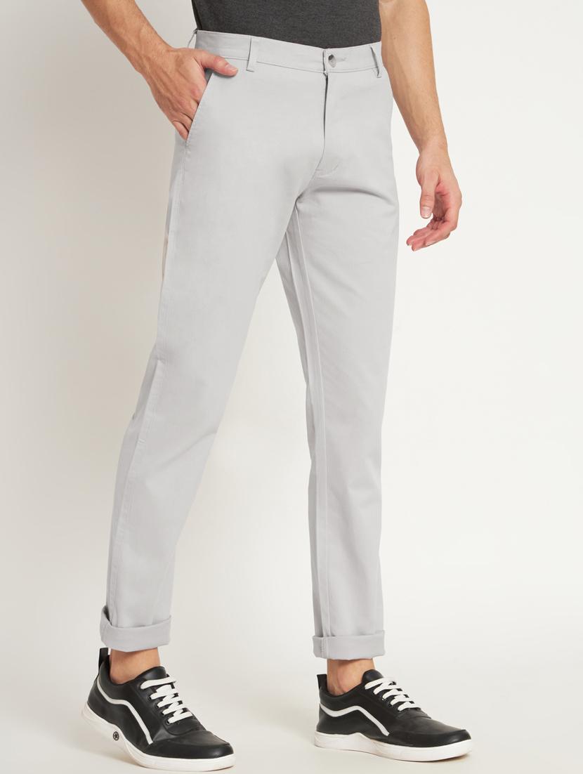 grey cotton chinos casual trousers - 20009712 - Standard Image - 1