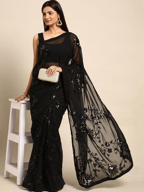 women's embroidered saree with blouse - 20009728 - Standard Image - 0
