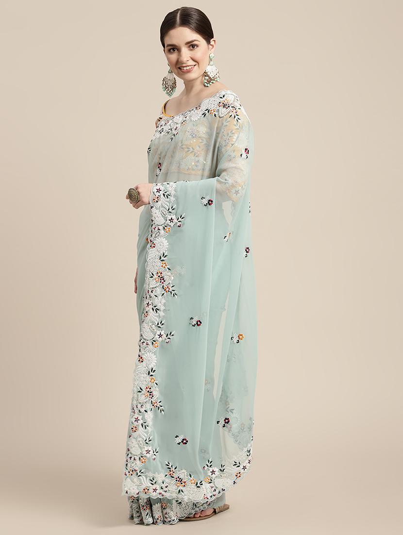 women's embroidered saree with blouse - 20009733 - Standard Image - 1