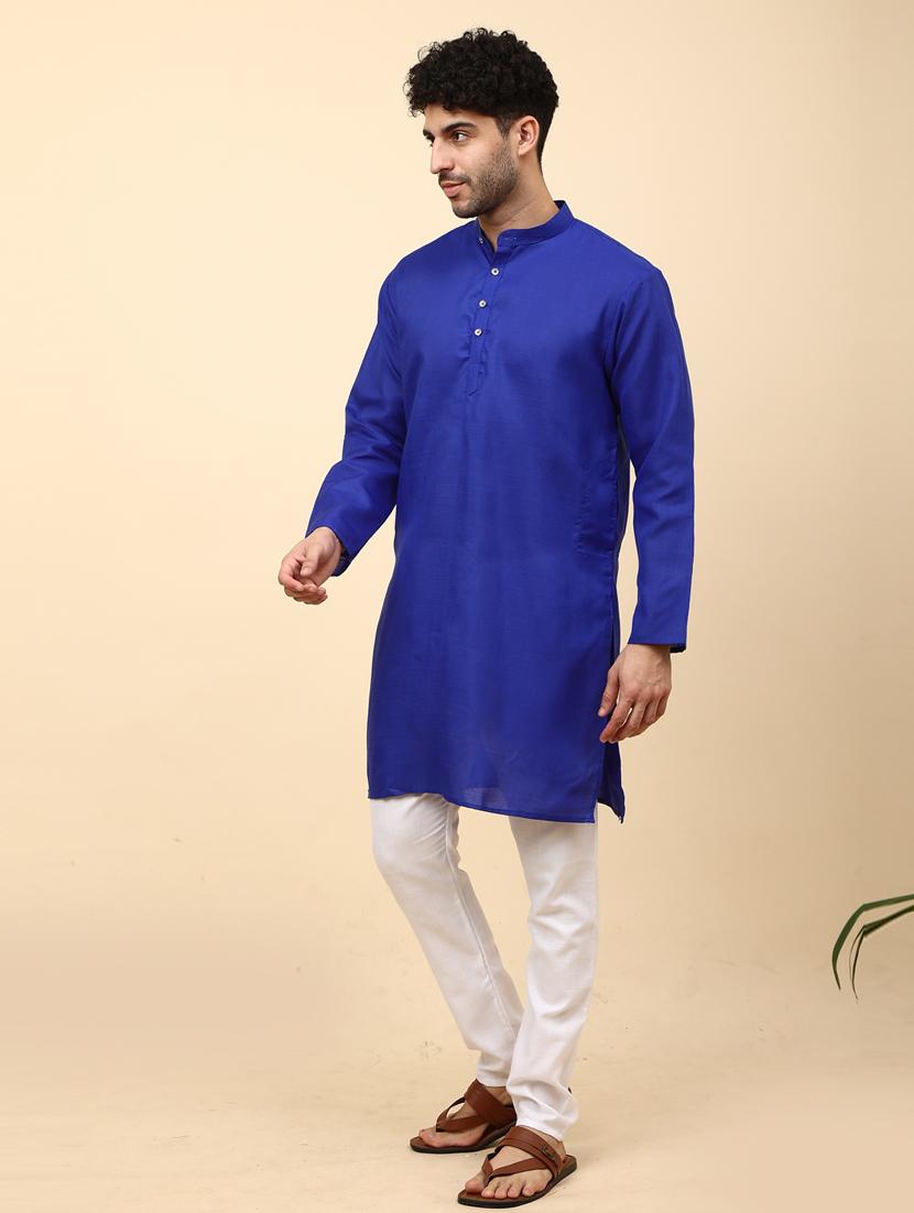 mandarin neck solid long kurta - 20009744 - Standard Image - 1