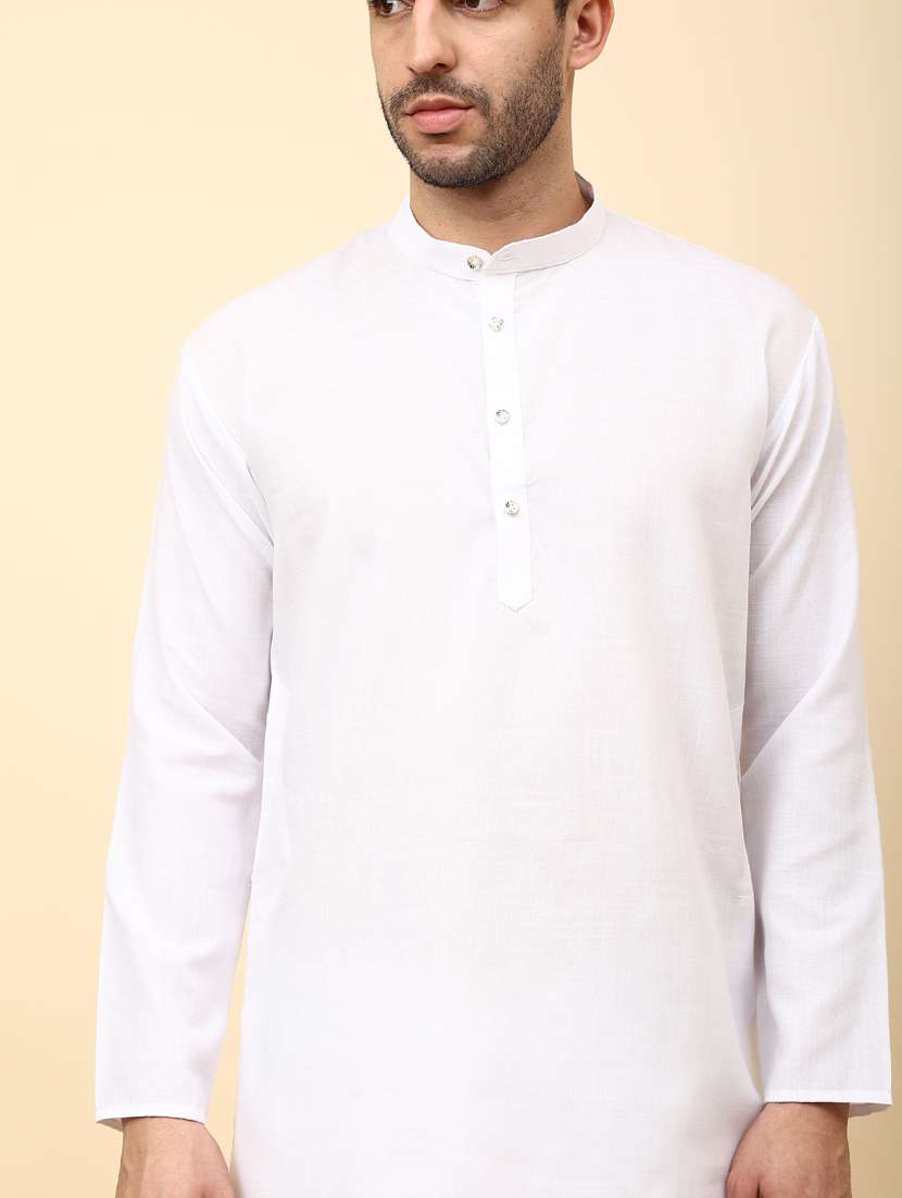 mandarin neck solid long kurta - 20009748 -  Standard Image - 4