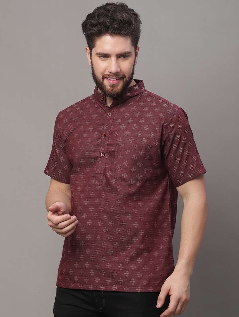 mandarin neck printed short kurta