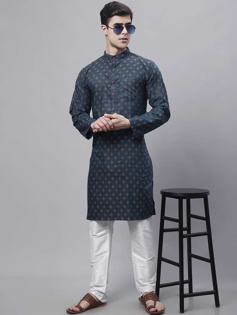mandarin neck printed long kurta - 20009840 -  Standard Image - 4