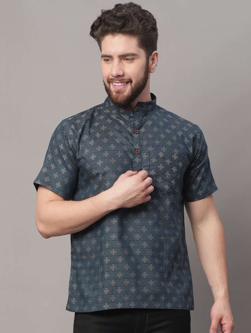 mandarin neck printed short kurta
