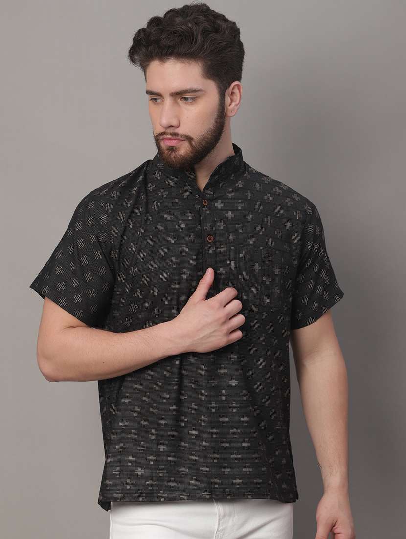 mandarin neck printed short kurta