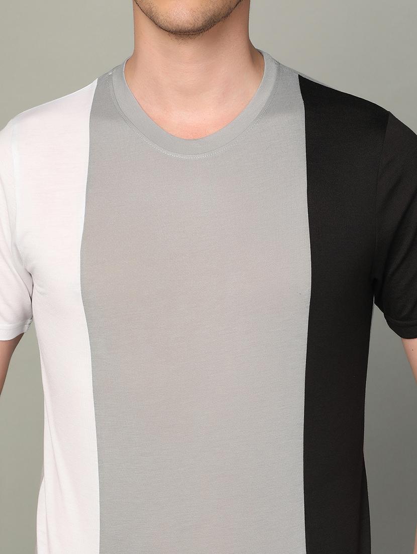 round neck color block regular t-shirt - 20010072 - Standard Image - 4