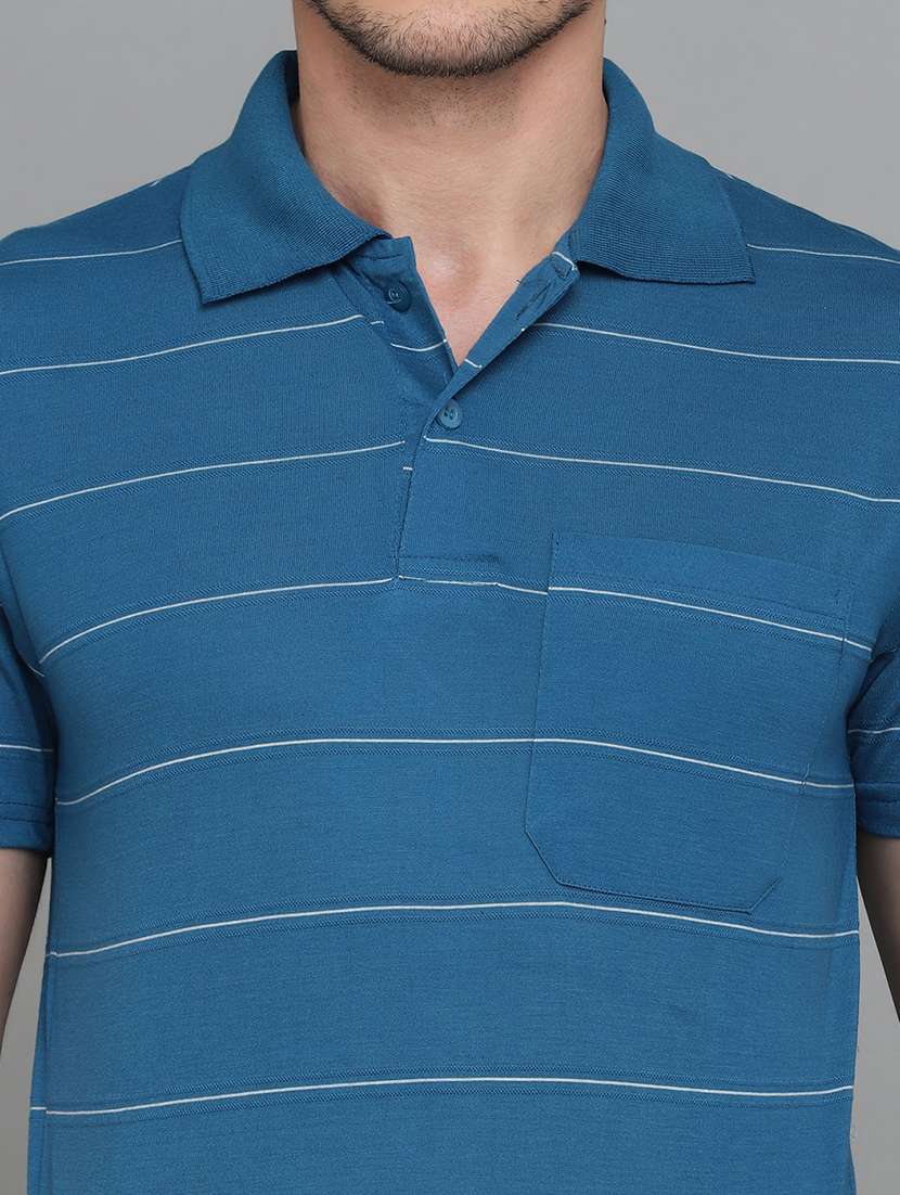 mens striped polo t-shirt  - 20010099 -  Standard Image - 4