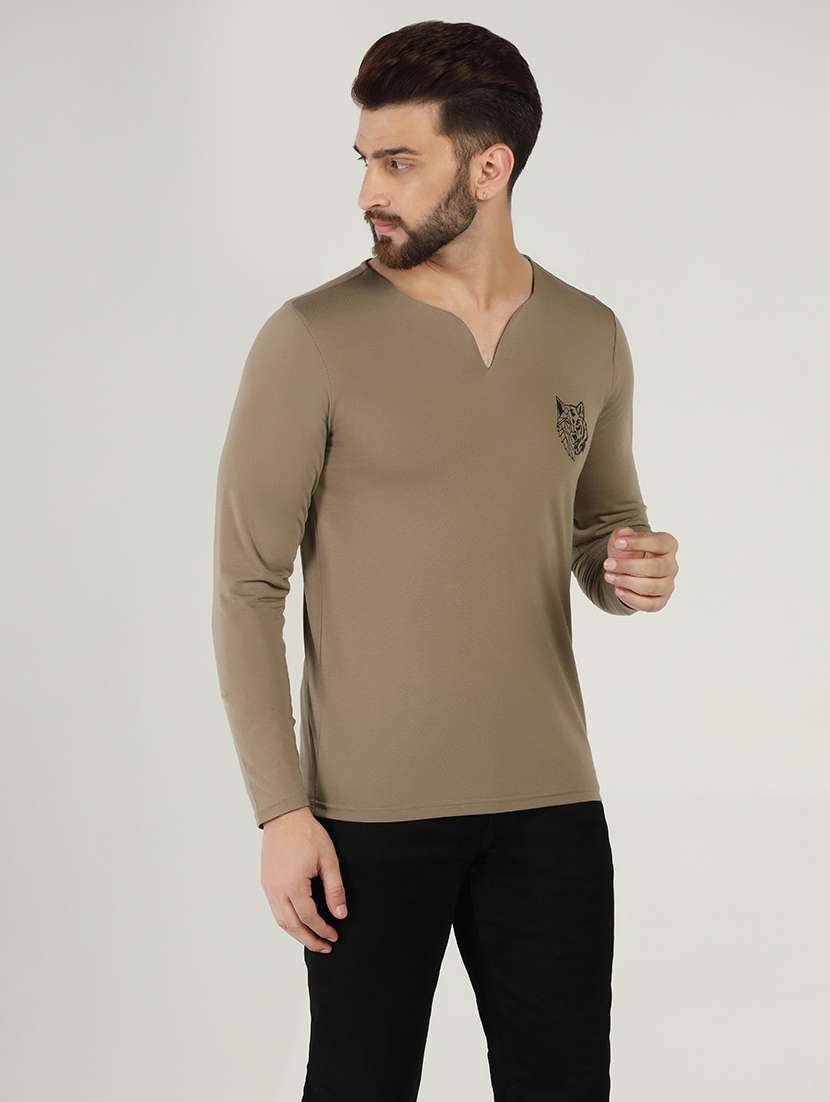 v-neck solid regular t-shirt - 20010122 -  Standard Image - 1