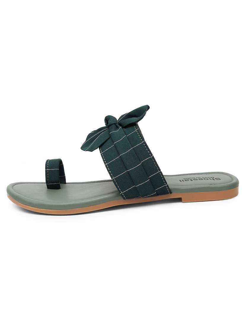 green nubuck leather one toe sandals - 20010519 - Standard Image - 4