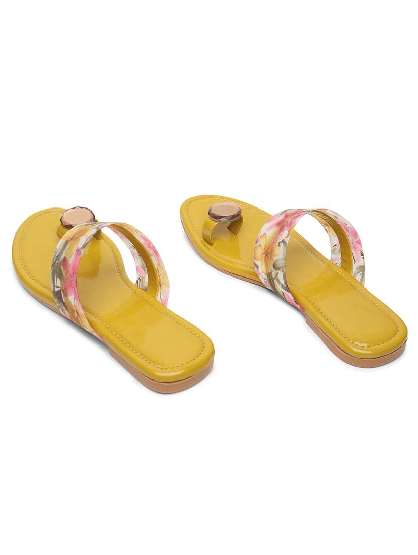 yellow nubuck leather one toe sandals - 20010523 -  Standard Image - 1