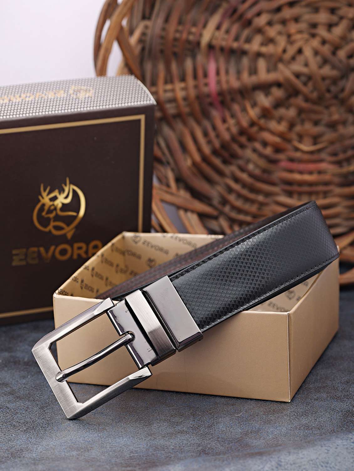 men black and brown leather belt - 20011384 -  Standard Image - 1