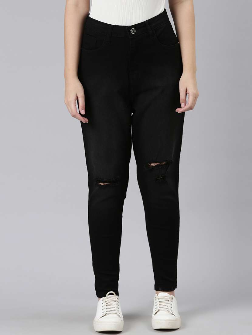 women's slash knee mom fit jeans