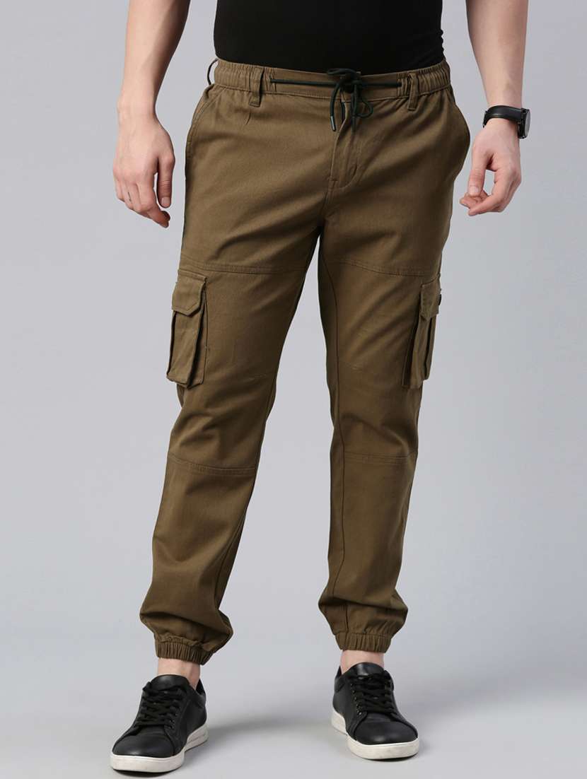 brown cotton jogger casual trouser