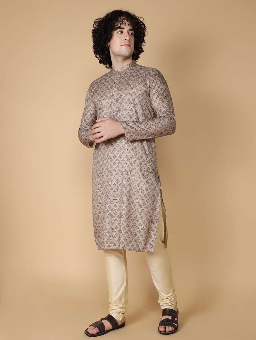 mandarin neck printed long kurta - 20011613 - Standard Image - 1