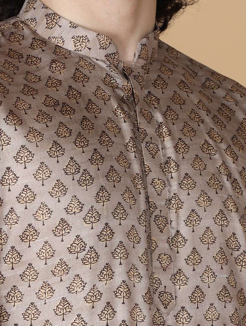 mandarin neck printed long kurta - 20011613 - Standard Image - 4
