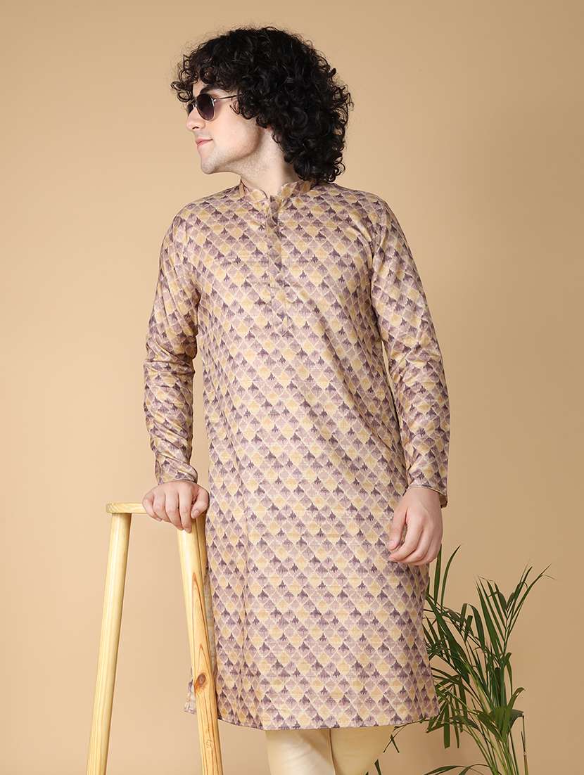 mandarin neck printed long kurta - 20011618 - Zoom Image - 0