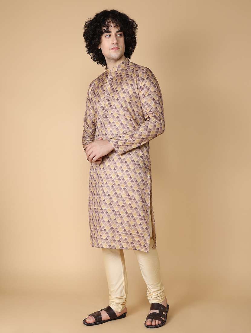 mandarin neck printed long kurta - 20011618 -  Standard Image - 1