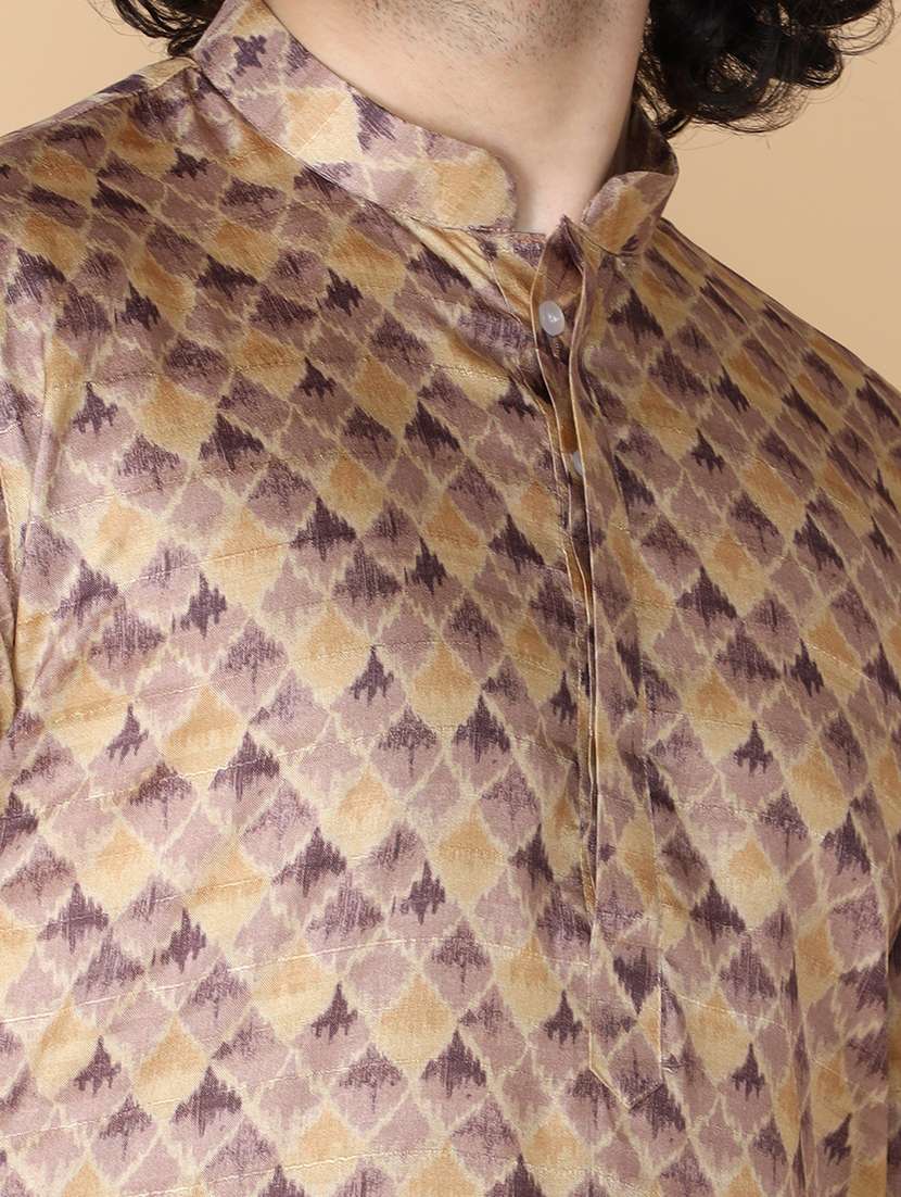 mandarin neck printed long kurta - 20011618 - Standard Image - 4
