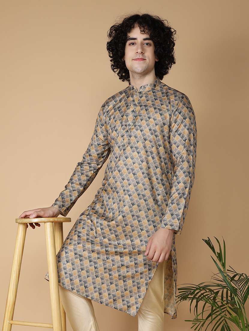 mandarin neck printed long kurta