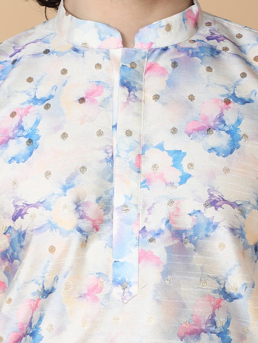 mandarin neck printed long kurta - 20011622 - Standard Image - 4