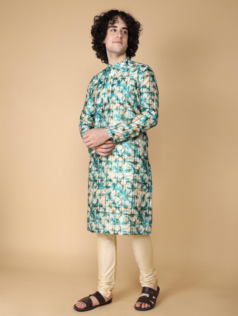 mandarin neck printed long kurta - 20011623 - Standard Image - 1
