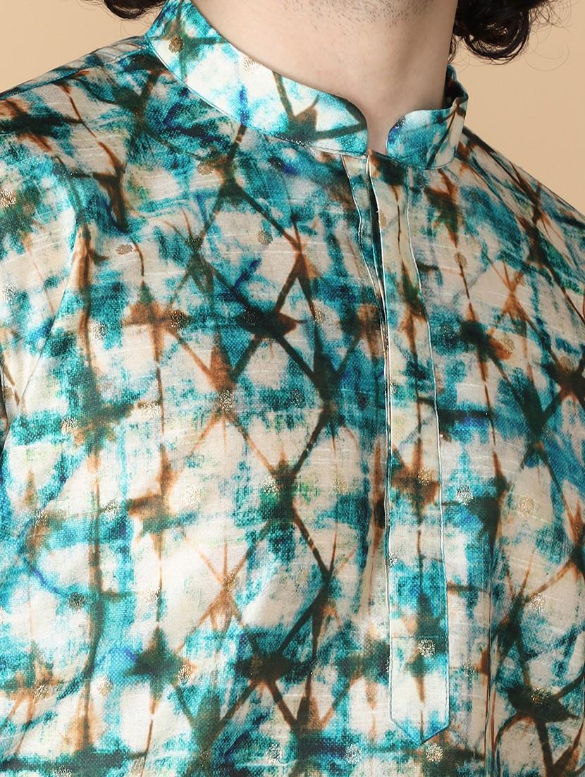 mandarin neck printed long kurta - 20011623 - Standard Image - 4