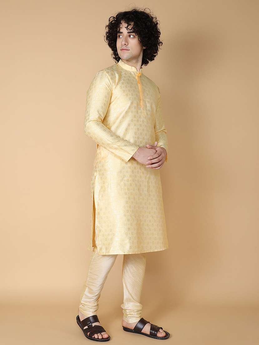 mandarin neck self design long kurta - 20011634 -  Standard Image - 1